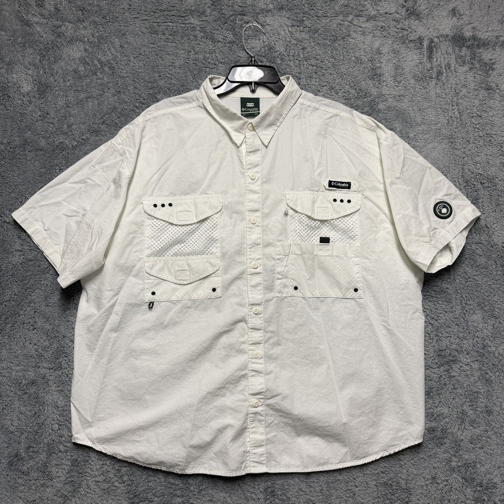 KITH x Columbia PFG Shirt Mens 2XL Relaxed White Fishing Vented Pockets Cotton